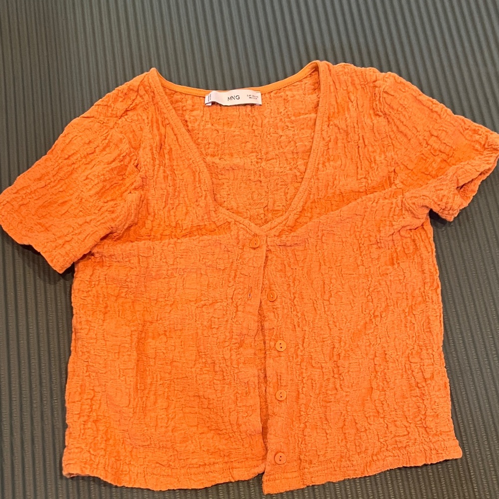 Mango Vibrant Orange Button Down Shirt